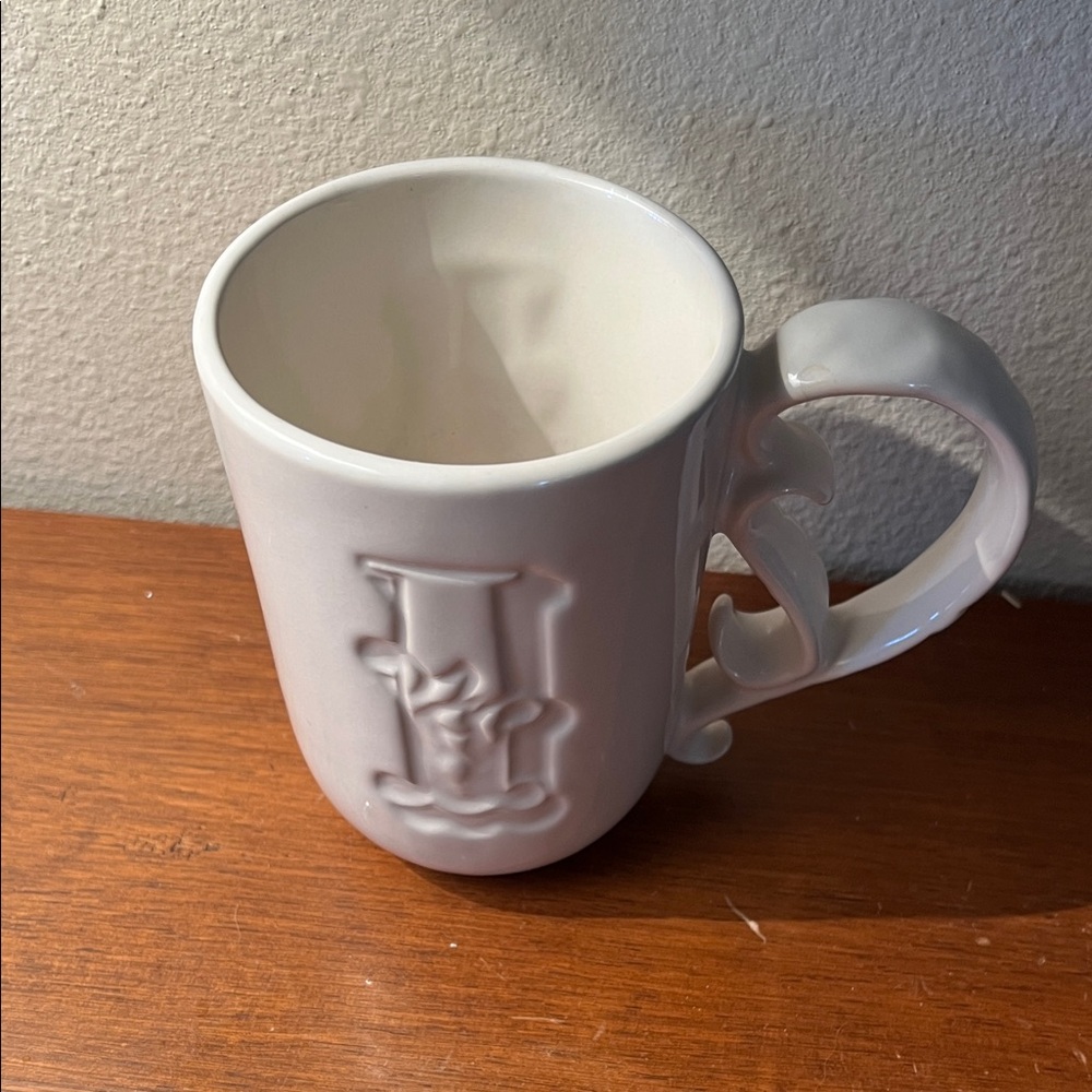 White Monogrammed Mug initial I